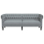 Sofa Chesterfield, trzyosobowa, jasnoszara, obita tkaniną