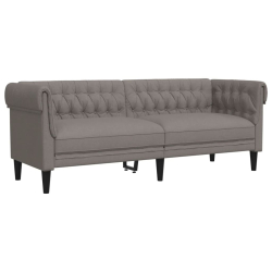 Sofa Chesterfield, trzyosobowa, kolor taupe, obita tkaniną