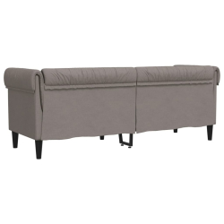 Sofa Chesterfield, trzyosobowa, kolor taupe, obita tkaniną