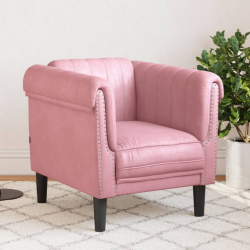 Fotel, różowy, tapicerowany aksamitem