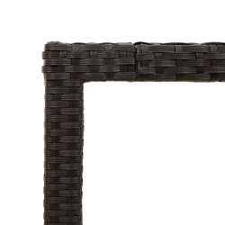 Stół ogrodowy z akacjowym blatem, czarny, 90x90x75cm, rattan PE
