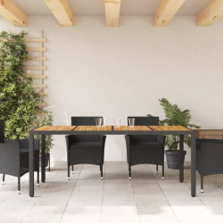 Stół ogrodowy z akacjowym blatem, czarny, 190x90x75 cm