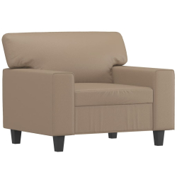 Fotel z podnóżkiem, kolor cappuccino, 60 cm, sztuczna skóra