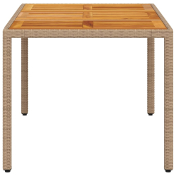 Stół ogrodowy, beżowy 150x90x75 cm, rattan PE i drewno akacjowe