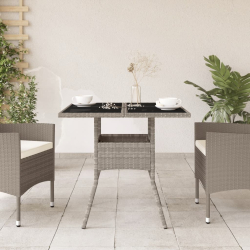 Stół ogrodowy ze szklanym blatem, jasnoszary, 80x80x75 cm