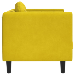 Fotel z poduszkami, żółty, aksamit