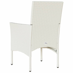 Krzesła ogrodowe z poduszkami, 2 szt., białe, polirattan