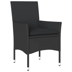 Krzesła ogrodowe z poduszkami, 2 szt., czarne, polirattan