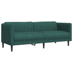 Sofa 3-osobowa, ciemnozielona, tapicerowana tkaniną