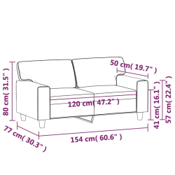 2-osobowa sofa, kremowy, 120 cm, sztuczna skóra