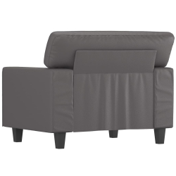Fotel, szary, 60 cm, obity sztuczną skórą