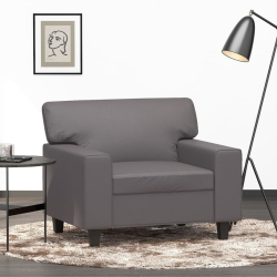 Fotel, szary, 60 cm, obity sztuczną skórą