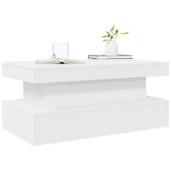 Stolik kawowy z oświetleniem LED, biały, 90x50x40 cm