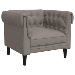 Fotel Chesterfield, kolor taupe, obity tkaniną