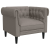 Fotel Chesterfield, kolor taupe, obity tkaniną