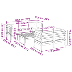 6-cz. ogrodowy zestaw wypoczynkowy z poduszkami, sosnowy