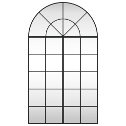 Lustro ścienne, czarne, 80x140 cm, zakończone łukiem, żelazo