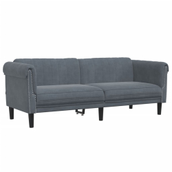Sofa 3-osobowa, ciemnoszara, tapicerowana aksamitem