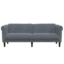 Sofa 3-osobowa, ciemnoszara, tapicerowana aksamitem