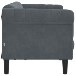 Sofa 3-osobowa, ciemnoszara, tapicerowana aksamitem