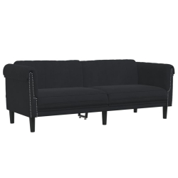 Sofa 3-osobowa, czarna, tapicerowana aksamitem