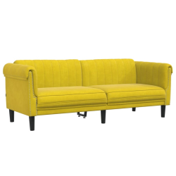 Sofa 3-osobowa, żółta, tapicerowana aksamitem