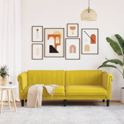 Sofa 3-osobowa, żółta, tapicerowana aksamitem