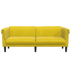 Sofa 3-osobowa, żółta, tapicerowana aksamitem