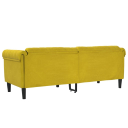 Sofa 3-osobowa, żółta, tapicerowana aksamitem