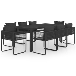 9-częściowy zestaw mebli ogrodowych rattan PVC, czarny