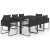 9-częściowy zestaw mebli ogrodowych rattan PVC, czarny