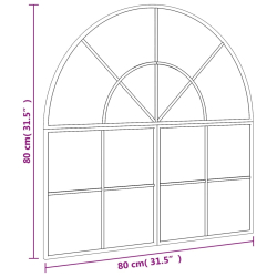 Lustro ścienne, czarne, 80x80 cm, zakończone łukiem, żelazo