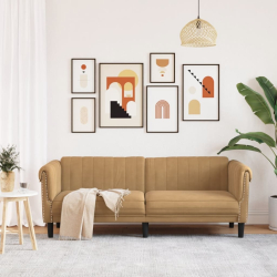 Sofa 3-osobowa, brązowa, tapicerowana aksamitem