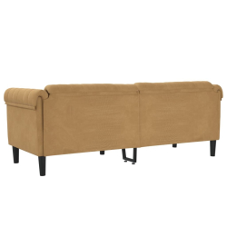 Sofa 3-osobowa, brązowa, tapicerowana aksamitem