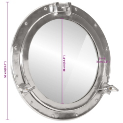 vidaXL Lustro wiszące w kształcie bulaja, Ø50 cm, aluminium i szkło