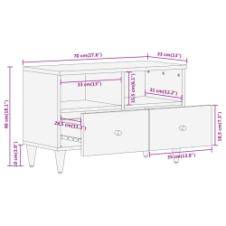 Szafka pod telewizor, 70x33x46 cm, lite drewno mango
