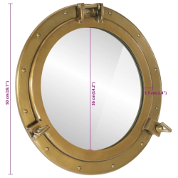 vidaXL Lustro wiszące w kształcie bulaja, Ø50 cm, aluminium i szkło