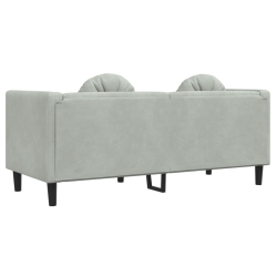 Sofa 2-osobowa z poduszkami, jasnoszara, aksamit