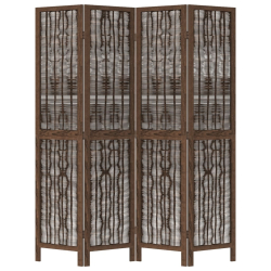 Parawan pokojowy, 4-panelowy, ciemny brąz, lite drewno paulowni