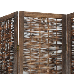 Parawan pokojowy, 4-panelowy, ciemny brąz, lite drewno paulowni