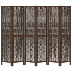Parawan pokojowy, 6-panelowy, ciemny brąz, lite drewno paulowni
