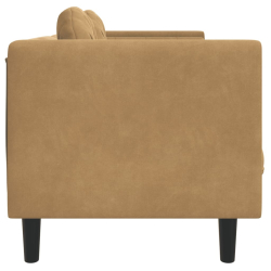 Sofa 3-osobowa z poduszkami, brązowa, aksamit