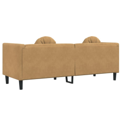 Sofa 3-osobowa z poduszkami, brązowa, aksamit