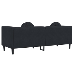Sofa 3-osobowa z poduszkami, czarna, aksamit
