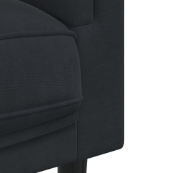 Sofa 3-osobowa z poduszkami, czarna, aksamit