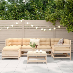 7-cz. zestaw wypoczynkowy do ogrodu, lite drewno sosnowe