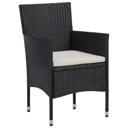 3-cz. zestaw mebli bistro, rattan PE i lite drewno, czarny