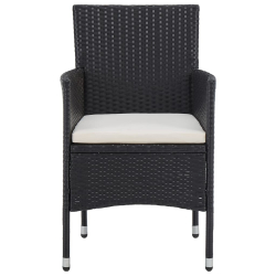 3-cz. zestaw mebli bistro, rattan PE i lite drewno, czarny