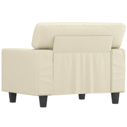 Fotel, kremowy, 60 cm, obity sztuczną skórą