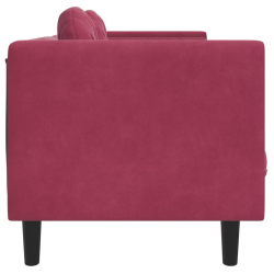 Sofa 3-osobowa z poduszkami, winna czerwień, aksamit